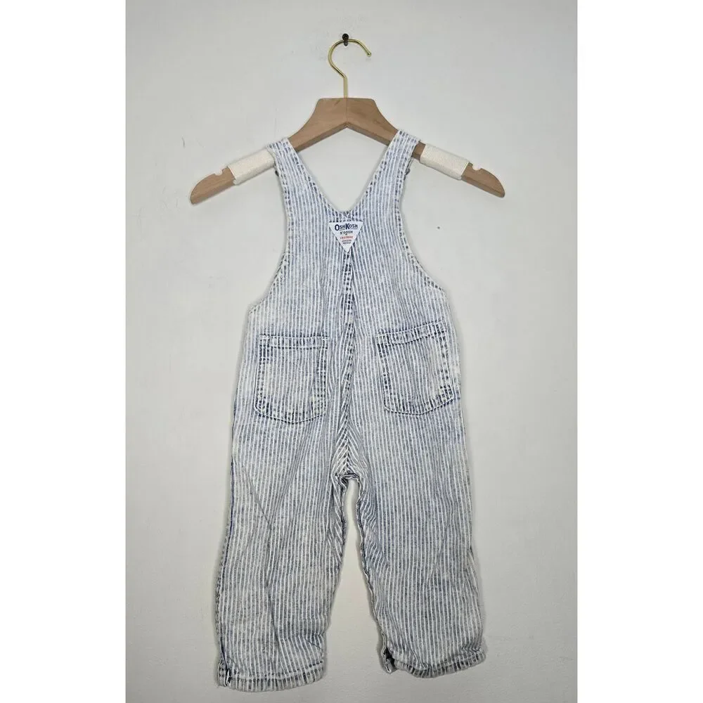 Vintage OshKosh Overalls Size 18 Months Stripes Vestbak Denim